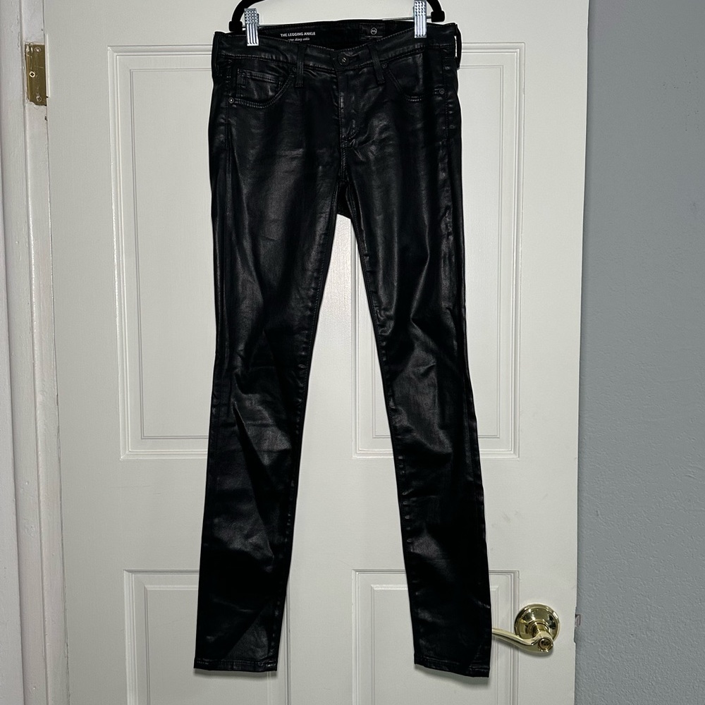 AG Adriano Goldschmied The Legging Ankle Super Skinny Jeans in Leatherette Black